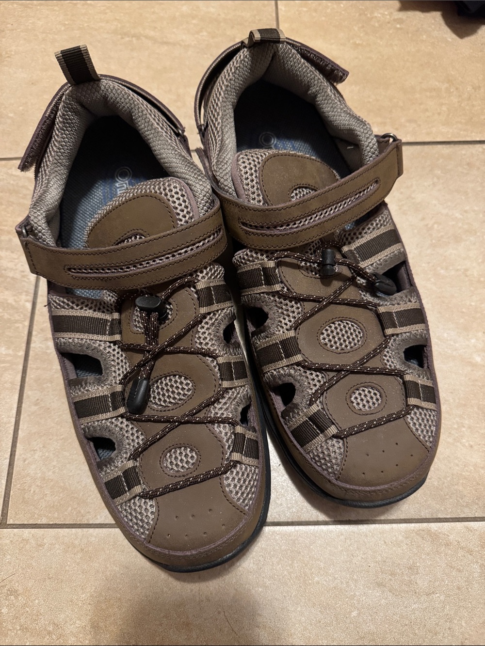 Men's Brown Mesh Outdoor Sandal with Secure Adjustable Straps